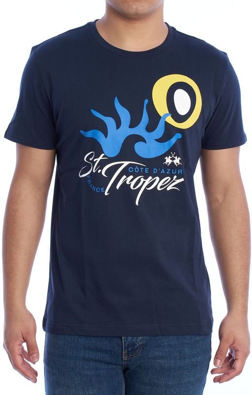 La Martina - Kurzarm T-Shirt - Blauw - 100% Katoen