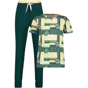 Vingino  pyjama Wence met all over print groen/geel