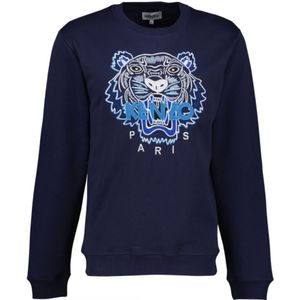 Kenzo Embroidered Varsity Tiger Icon Navy Blue Jumper - Maat L