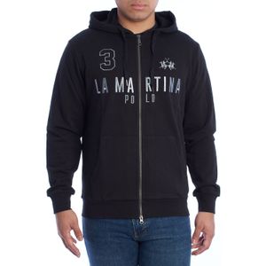 La Martina - Full Zip Sweatshirt - Zwart - Katoen - Heren