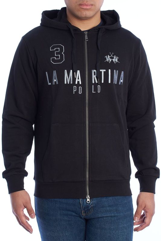 La Martina - Full Zip Sweatshirt - Zwart - Katoen - Heren