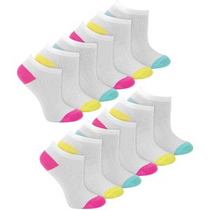 12 paar laag uitgesneden sneakersokken voor meisjes in wit - Wit