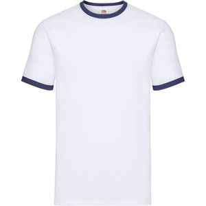 Fruit of the Loom Heren Contrast Ringer T-shirt (Wit/Zwaar)