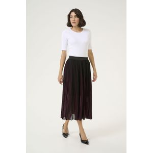 Rok - Regular Fit - Midi Lengte - Zwart Rood - 100% Polyester