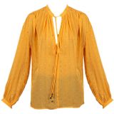 Patrizia Pepe - Elegante Blouse - Oranje - Transparante Stof met Metallic Patroon