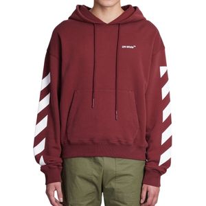 Off-White - Diag Helvetica - Hoodie - Gebroken Wit - Bordeauxrood