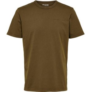 SELECTED HOMME regular fit T-shirt SLHKAY met biologisch katoen dark olive