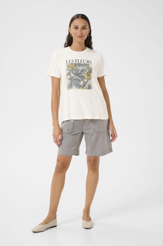 Kaffe - T-shirt - Wit - Dames - Korte Mouwen - Met Print