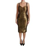 Dolce & Gabbana - Gold Stretch Ruched Dress - Jurk - Goud