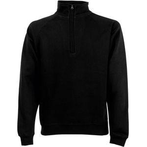 Fruit Of The Loom Heren Ritssluiting Neck Sweatshirt (Zwart)