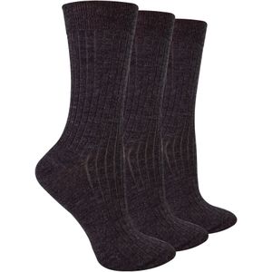 Steven - Dames - 3 Paar Originele Merino Wol Sokken - Donker Grijs - Warme Wintersokken Multipack