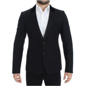 Dolce & Gabbana Men's Zwart wollen stretch slim fit blazer