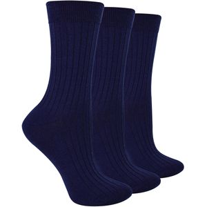 Steven - Dames 3 Paar Originele Merino Wol Sokken - Warme Wintersokken Multipack - Marineblauw