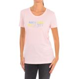 North Sails - T-shirt - Roze - Dames - Katoen - Korte Mouwen - Geribbelde Hals