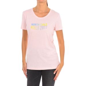 North Sails - T-shirt - Roze - Dames - Katoen - Korte Mouwen - Geribbelde Hals