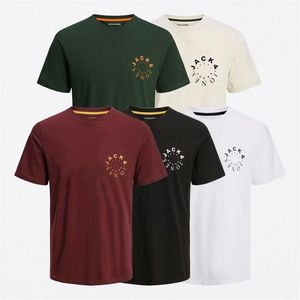 Jack And Jones Heren Warrior L T-Shirt (5-pack) (Bruin/Zwart/Groen/Wit/Grijs)