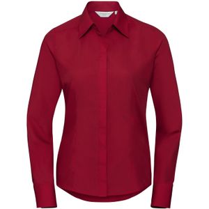 Russell Collection Dames/Dames Poplin Easy-Care Getailleerd overhemd met lange mouwen (Klassiek rood)