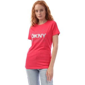 DKNY Dames/Dames Glitter Logo T-Shirt (Roze)