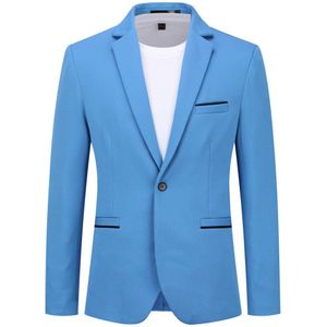 Heren colbert slim fit jas zakelijk dagelijks blazer hemelsblauw