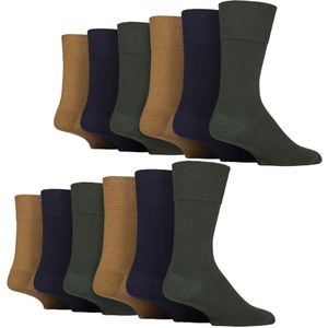 12 Paar Heren Gentle Grip Top Diabetessokken | Niet-elastische Katoenen Sokken