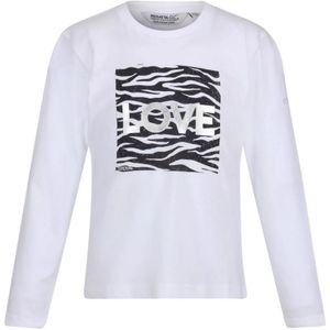 Regatta Kinder/Kinder Wenbie III T-shirt Met Zebraprint En Lange Mouwen (Wit) - Maat 9-10J / 134-140cm