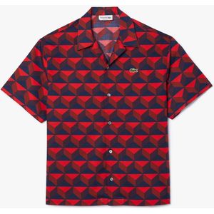 Lacoste - Casual Shirt - Rood - Korte Mouwen - Polyester - UV-bescherming