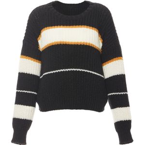 Mymo Jumper Dames ZWART GEBROKEN WIT ORANJE