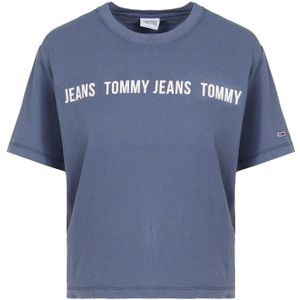 Women's Tommy Hilfiger Boxy Crop Tape T-Shirt in Navy