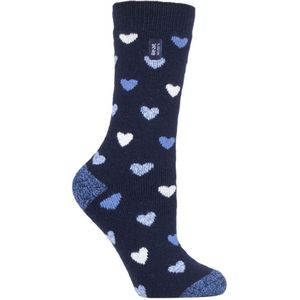 Heat Holders Lite - Geïsoleerde Thermo Damessokken - Navy Heart (Jasmine) - Maat 37 - 42