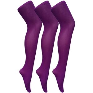 3 paar dames gekleurde ondoorzichtige 80 denier panty's - Keizerlijk Paars