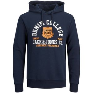 JACK & JONES ESSENTIALS hoodie met printopdruk blauw