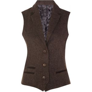 Dames Tweed jaren 1920 visgraat bruin vest