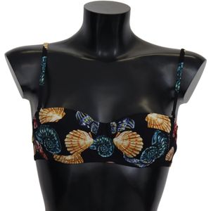 Dolce & Gabbana Zwarte Zeeschelpen Print Vrouwen Zwemkleding Bikinitopjes