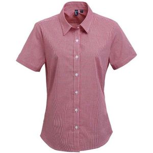 Premier Dames/Dames Gingham overhemd met korte mouwen (Rood/Wit)
