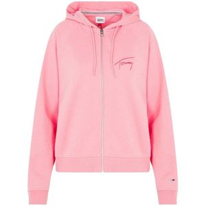 Tommy Hilfiger Signature boxy hoodie met rits voor dames, roze