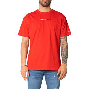 Tommy Hilfiger T-Shirt met lineair logo voor heren in rood