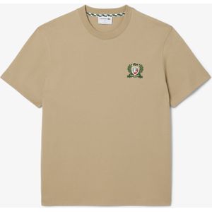 Heren Lacoste French Made Badge T-shirt met borduursel in beige