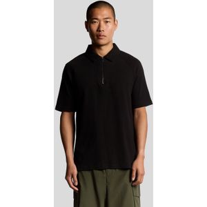 Lyle & Scott Interlock Poloshirt met Rits - Zwart