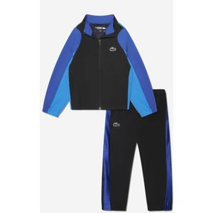 Boy's Lacoste Tennis Colourblock Jogger Set in black blue