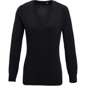 Premier Dames/Dames Gebreid Katoen Acryl V Hals Sweatshirt (Houtskool)