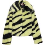 Mymo - Jas - Limoen Zwart - Dames - Statement-jack met Bontpatroon