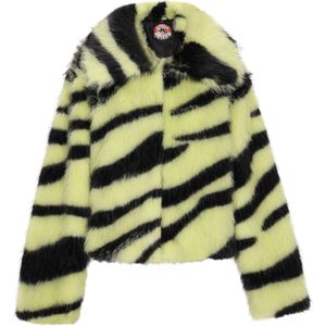 Mymo - Jas - Limoen Zwart - Dames - Statement-jack met Bontpatroon
