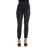 Dolce & Gabbana - Hoge Taille Bloemenkanten Broek - Groen - Katoen