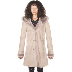 Dames suède merino schapenvacht parka jas-tripoli