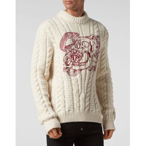 Philipp Plein - Round Neck Pullover LS Skull - Lamswollen Trui - Zwart