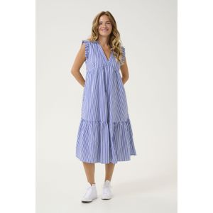 CULTURE - Jurk 'Bjørg' - Blauw/Wit - Blousejurk