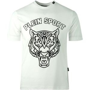 Plein Sport White Tiger Head Logo White T-Shirt - Maat M