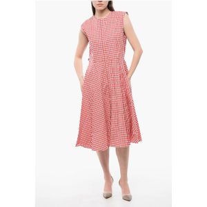 ARCHIEF Gingham katoenen midi-overhemdjurk in rood