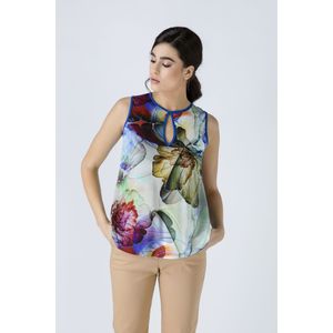 Top - Koningsblauw - Mouwloos - Stretch Jersey - Keyhole-detailprint