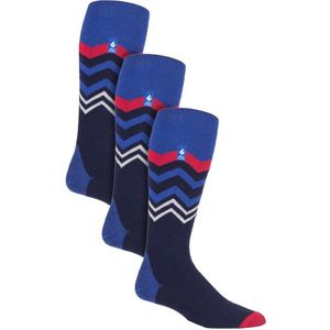 Heat Holders - 3 paar Ultra Lite skisokken voor heren - Donkerblauwe Zigzag